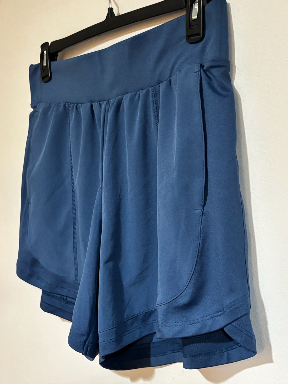 Tek Gear DryTek Athletic Shorts Women Large Teal Blue Running Gym Flat Waist